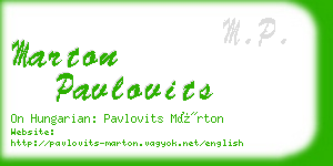marton pavlovits business card